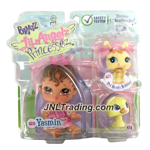 MGA Entertainment Bratz Lil Angelz Princessez Series 4 Inch Doll with 2 Pets Set - YASMIN (#420), Yellow Ant (#427) and Yellow Duck (#434)