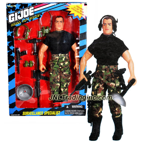 Hasbro Year 1995 G.I. Joe A Real American Hall of Fame Series 12 Inch Tall Poseable Soldier Action Figure - SURVEILLANCE SPECIALIST with Combat Rifle, Detection Gun with Radar Dish, Communications Headset, "Infrared" Binoculars, Long-Range Spy Camera and 2 Battle Grenades