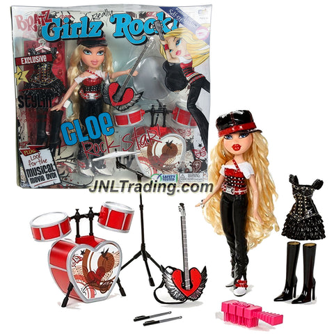 MGA Entertainment Bratz Girlz Really Rock Series 10 Inch Doll Set - Rock Star CLOE with 2 Sets of Outfits, Hat, 2 Boots, Pop Guitar and Drum Set