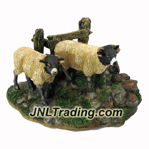 Nature Wildlife Animal Series Decorative Sculpture - TWO EXMOOR SHEEP Walking on Mountain Ground