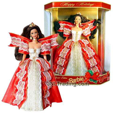 Year 1997 Barbie Special Edition Hallmark 10th Anniversary HAPPY HOLIDAYS Hispanic Model with Tiara, Necklace and Earrings