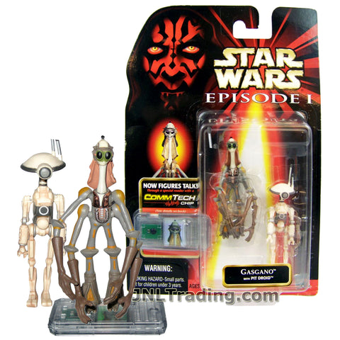 Star Wars Year 1998 The Phantom Menace Series 3 Inch Tall Figure - GASGANO with Pit Droid and CommTech Chip