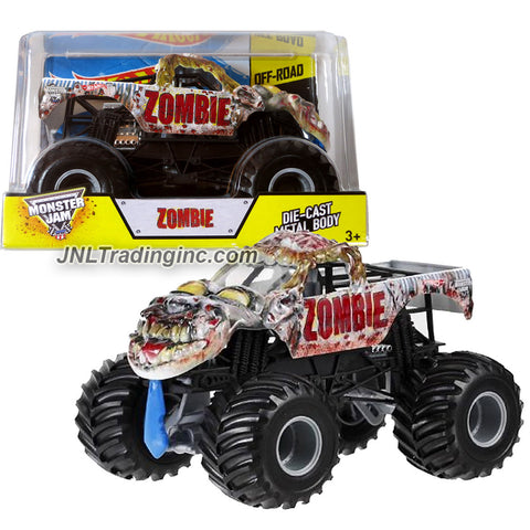 Hot Wheels Year 2014 Monster Jam 1:24 Scale Die Cast Official Monster Truck Series #BGH24 - ZOMBIE with Monster Tires, Working Suspension and 4 Wheel Steering (Dimension - 7 L x 5-1/2 W x 4-1/2 H)