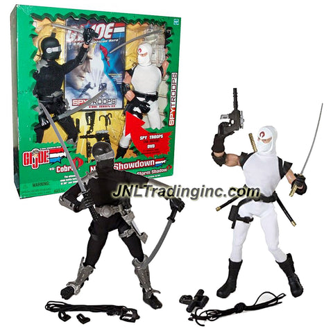 Hasbro Year 2003 G.I. JOE A Real American Hero Spy Troops 2 Pack 12 Inch Tall Action Figure Set - NINJA SHOWDOWN with SNAKE EYES and STORM SHADOW Plus Weapons, Accessories and DVD