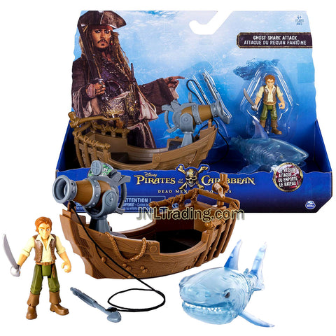 Pirates POTC of the Caribbean Dead Men Tell No Tales Series Playset - Ghost Shark Attack with Henry, Ghost Shark and Boat with Harpoon Projectile