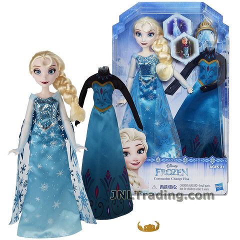 Disney Year 2015 Frozen Movie Series 11 Inch Doll Set - Coronation Change ELSA B5170 in Sparkly Snow Queen Gown with Tiara and Coronation Dress