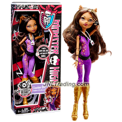 Mattel Year 2012 Monster High Music Festival Series 11 Inch Doll Set - Daughter of The Werewolf CLAWDEEN WOLF with Backstage Pass Badge