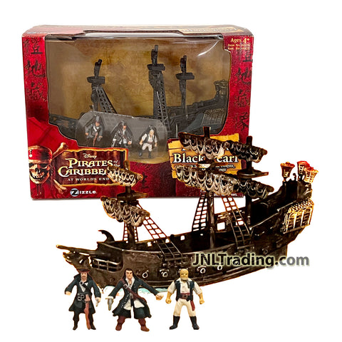 Year 2007 Pirates of the Caribbean At World's End 7 Inch Long Pirate Fleet Ship - BLACK PEARL with Jack Sparrow, Will Turner and Gibbs Micro Figures