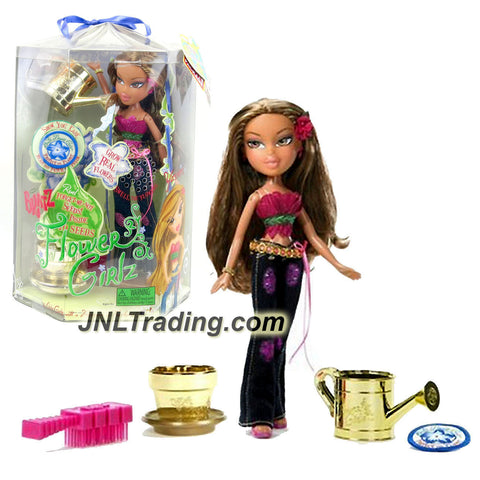 MGA Entertainment Bratz Flower Girlz Series 10 Inch Doll - YASMIN with Flower Pot, Watering Can, Hairbrush and Flower Girlz Patch