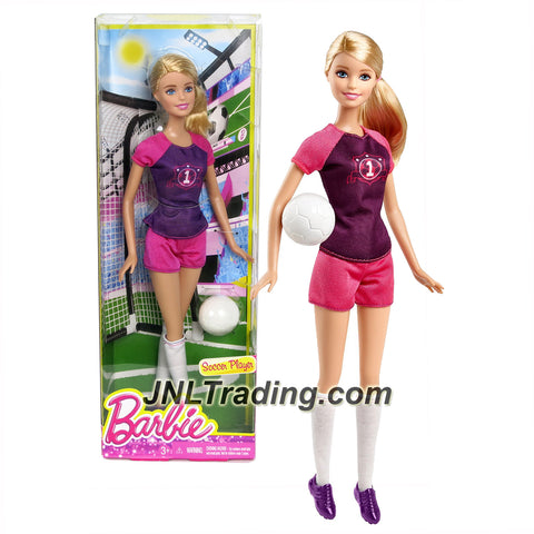 Mattel Year 2014 Barbie Career Series 12 Inch Doll - BARBIE as SOCCER PLAYER (CKH43) with Soccer Ball