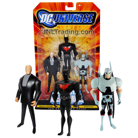 Year 2008 DC Universe Justice League Unlimited JLU Fan Collection 3 Pack 4-1/2 Inch Tall Figure - BRUCE WAYNE, BATMAN BEYOND  and WARHAWK