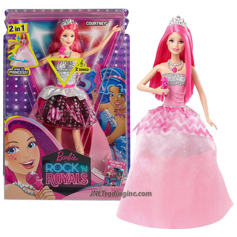 Mattel Year 2014 Barbie Rock 'N Royals Series 12" Electronic Doll Set : 2 in 1 Lead Singer COURTNEY (CKB57) with Microphone and 2 Songs