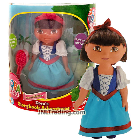 Year 2005 Nick Jr DORA the Explorer Storybook Adventures Series 6 Inch Doll Figure - SNOW WHITE with Hairbrush