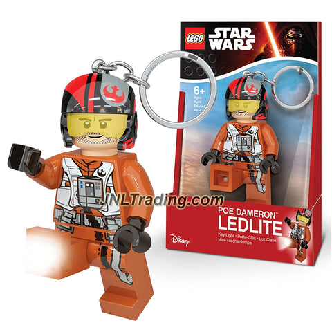 Lego Year 2016 Star Wars The Force Awakens Series 3 Inch Tall Keychain Light Figure - POE DAMERON Ledlite