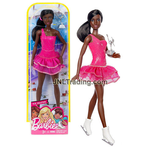 Year 2016 Barbie Career Series 12 Inch Doll - African American ICE SKATER SHANI FCP27 with Trophy