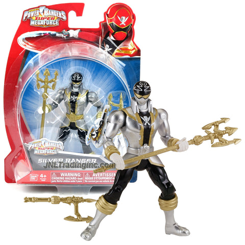Bandai Year 2014 Power Rangers Super Megaforce Series 5 Inch Tall Action Figure - Hero ORION aka SILVER RANGER with Trident Spear and Blaster