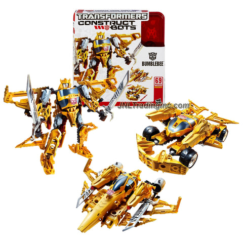 Hasbro Year 2013 Transformers Construct-Bots Series 6 Inch Tall Triple-Changers Class Robot Action Figure Set #E1:01 - Autobot BUMBLEBEE with Alternative Mode as Race Car or Fighter Jet (Total Pieces: 69)