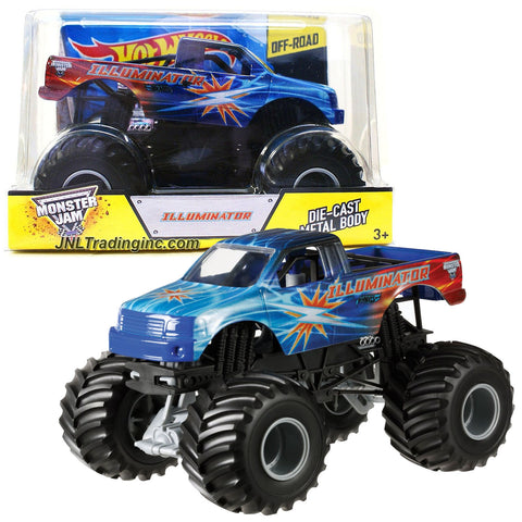 Hot Wheels Year 2014 Monster Jam 1:24 Scale Die Cast Official Monster Truck Series - ILLUMINATOR (CCV08) with Monster Tires, Working Suspension and 4 Wheel Steering (Dimension - 7" L x 5-1/2" W x 4-1/2" H)