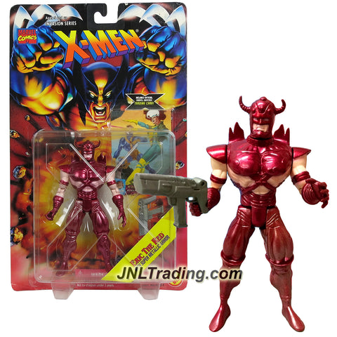 Marvel Comics Year 1995 X-Men Invasion Series 5-1/2 Inch Tall Figure - ERIC THE RED with Super Metallic Armor and Blaster Gun