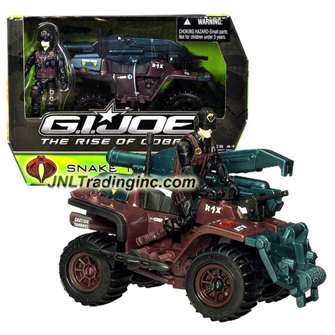 Hasbro Year 2009 G.I. Joe Movie Series "The Rise of Cobra" 4 Inch Tall Action Figure Vehicle Set - SNAKE TRAX A.T.V with 2 Side Missiles and Missile Launcher with 1 Missile Plus SCRAP-IRON Figure