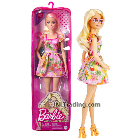 Year 2021 Barbie Fashionistas Series 12 Inch Doll Set #181 - Caucasian Model HBV15 in Fruit-Print Dress with Sunglasses