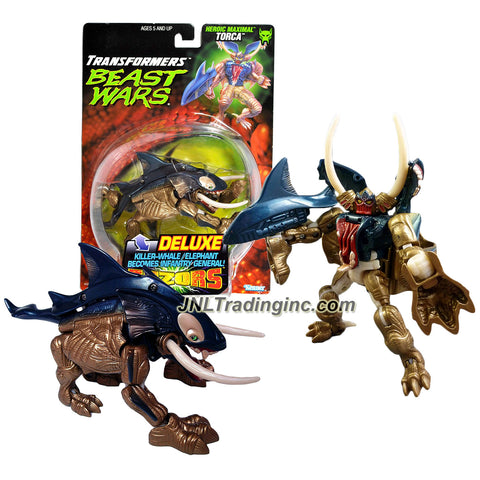 Transformer Year 1998 Beast Wars Fuzors Series Deluxe Class 6 Inch Tall Figure - Heroic Maximal Infantry General TORCA with Water Shooting Feature (Beast Mode: Killer Whale/Elephant)