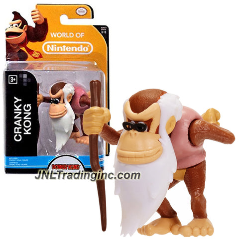 Jakks Pacific Year 2014 World of Nintendo "Donkey Kong" Series 2 Inch Tall Mini Figure - CRANKY KONG with Walking Stick