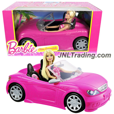 Mattel Year 2015 Barbie Fashionistas Series 12 Inch Doll Vehicle Set - GLAM CONVERTIBLE with Barbie Doll and Glittering Pink Car