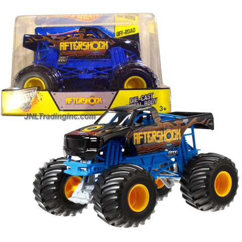 Hot Wheels Year 2014 Monster Jam 1:24 Scale Die Cast Metal Body Official Monster Truck Series #CCB14 - AFTERSHOCK with Monster Tires, Working Suspension and 4 Wheel Steering (Dimension : 7" L x 5-1/2" W x 4-1/2" H)