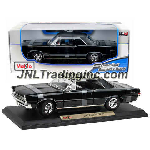 Maisto Special Edition Series 1:18 Scale Die Cast Car - Black Two-Door Hardtop Coupe 1965 PONTIAC GTO with Base (Car Dimension: 11" x 3-1/2" x 3")