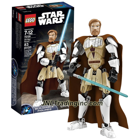 Lego Year 2015 Star Wars Series 10 Inch Tall Figure Set #75109 : OBI-WAN KENOBI with Clone Armor, Fabric Cape and Blue Lightsaber (Total Pieces: 83)