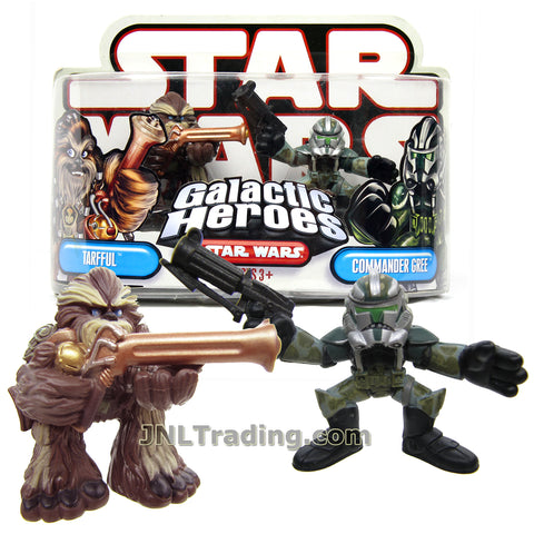 Star Wars Year 2008 Galactic Heroes Series 2 Pack 2 Inch Tall Mini Figure - TARFFUL with Rifle and COMMANDER GREE with Blaster