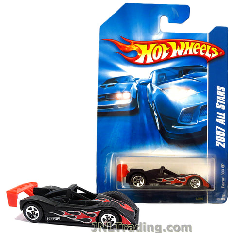 Hot Wheels Year 2007 All Stars Series 1:64 Scale Die Cast Car Set #139 - Black Sports Car FERRARI 333 SP with Red Spoiler and Flame Deco L3092
