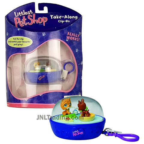 Year 2007 Littlest Pet Shop LPS Take-Along Clip-On Keychain : Chow Chow and Boxer Puppy Dog