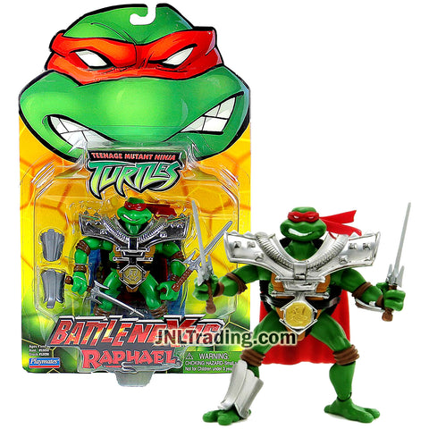 Year 2004 Teenage Mutant Ninja Turtles TMNT Battle Nexus Series 5 Inch Tall Figure - RAPHAEL with Sais, Shoulder Pad, Shin and Arm Guard