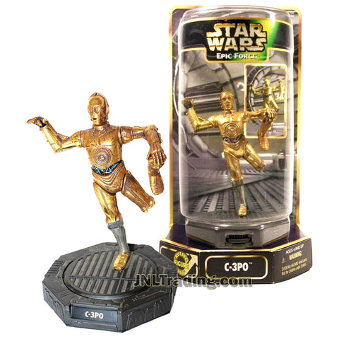 Star Wars Year 1997 The Empire Strikes Back Epic Force Series 5 Inch Tall Figure : C-3PO with Rotating Display Base