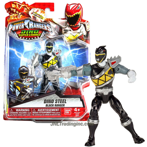 Bandai Year 2015 Saban's Power Rangers Dino Super Charge Series 5 Inch Tall Action Figure - Dino Steel BLACK RANGER aka Chase with Para Chopper