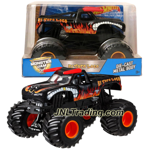 Hot Wheels Year 2017 Monster Jam 1:24 Scale Die Cast Official Monster Truck Series #BGH42 - Black EL TORO LOCO with Monster Tires, Working Suspension and 4 Wheel Steering