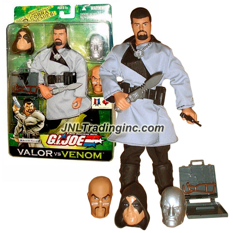 Hasbro Year 2003 GI JOE A Real American Hero Valor Vs Venom 12 Inch Tall Action Figure - AGENT FACES with 3 Faces (Dr. Mindbender, Zartan and Destro), Jacket, Briefcase with Weapon, Belt, Boots, Pants, Knife and Cobra Medallion