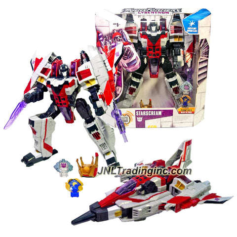 Hasbro Year 2005 Transformers Cybertron Series Supreme Class 13 Inch Tall Robot Action Figure with Lights and Sounds - Decepticon STARSCREAM with Snap Out Energon Blade, Arm Mounted Null Ray Cannon, 1 Missile, Crown and 2 Cyber Planet Keys (Vehicle Mode: Cybertronian Jet)