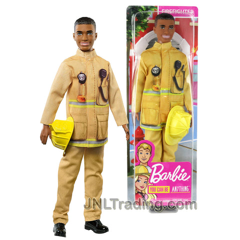 Year 2018 Barbie Career You Can Be Anything Series 12 Inch Doll - FIREFIGHTER in Yellow Uniform with Helmet