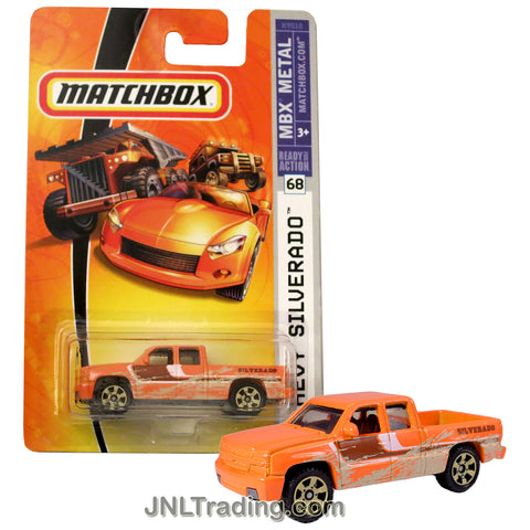 Matchbox Year 2007 MBX Metal Ready For Action Series 1:64 Scale Die Cast Metal Car #68 - Orange Color Pick-Up Truck CHEVY SILVERADO K9510