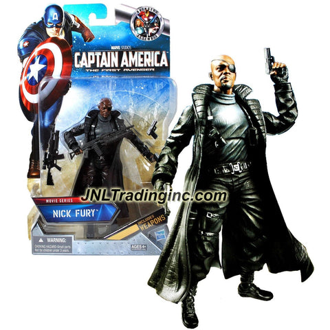 Hasbro Year 2011 Marvel Studios "Captain America The First Avenger" Exclusive 6 Inch Tall Action Figure - Movie Series NICK FURY with Sniper Assault Rifle, Assault Rifle with Grenade Launcher and 2 Pistols with Holsters