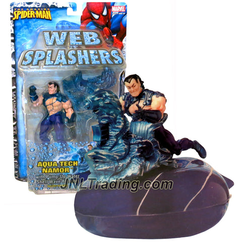 ToyBiz Year 2006 The Amazing Spider-Man Web Splashers Series 5 Inch Tall Figure - AQUA TECH NAMOR with Pump Up Water Shell Wave Blaster and Air Pump