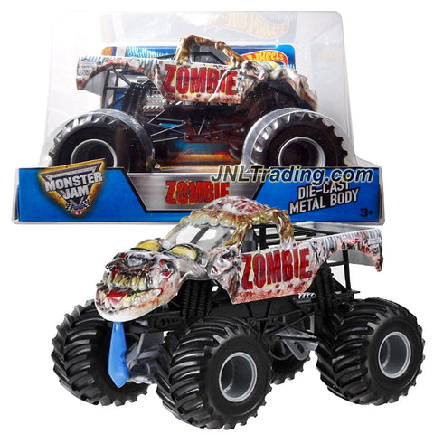 Hot Wheels Year 2016 Monster Jam 1:24 Scale Die Cast Metal Body Official Truck - ZOMBIE (BGH24) with Monster Tires, Working Suspension and 4 Wheel Steering