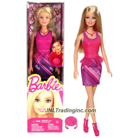 Mattel Year 2014 Barbie Ring Series 12" Doll - BARBIE (BFW15) in Magenta Dress with Necklace and Ring for You