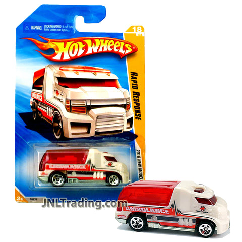 Year 2009 Hot Wheels 2010 New Models Series 1:64 Scale Die Cast Car Set #18 - White  Ambulance RAPID RESPONSE