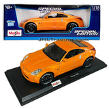 Maisto Special Edition Series 1:18 Scale Die Cast Car Set - Orange Sports Coupe NISSAN 350Z with Display Base