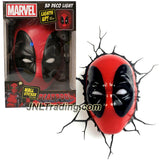 3DLightFX Marvel Deadpool Series Battery Operated 8 Inch Tall 3D Deco Night Light - DEADPOOL MASK with Light Up LED Bulbs and Crack Sticker