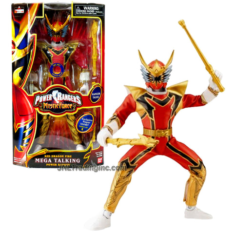 Bandai Year 2006 Power Rangers Mystic Force Series 12 Inch Tall Electronic Action Figure - Mega Talking RED DRAGON FIRE Power Ranger with Sound, Baton and Dragon Sword